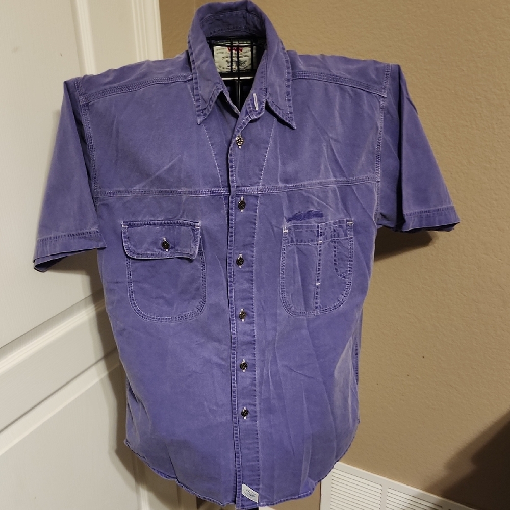 Vintage Green Tag Levi's Men's Purple Short Sleeve Shirt